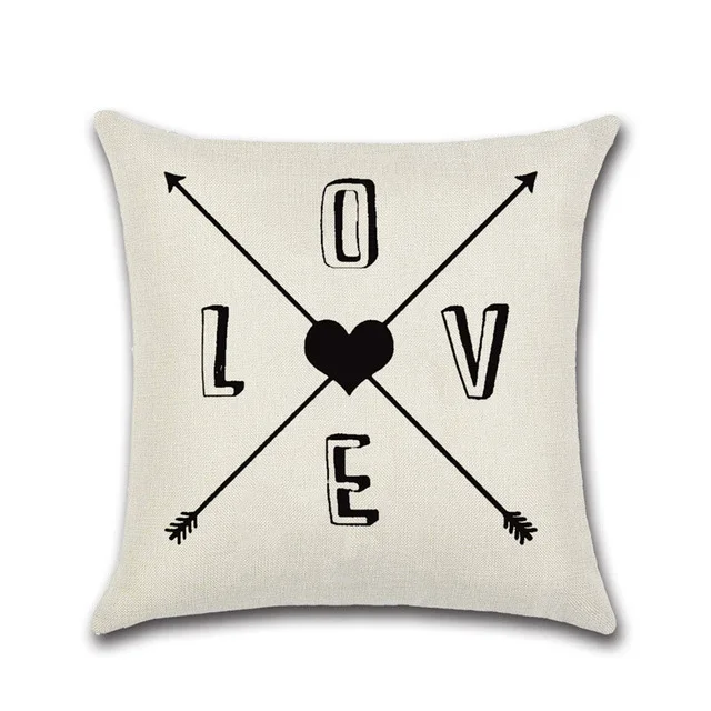 

Love Star Panda Linen Square Pillowcase 45X45cm XO Black and White Decorative Pillowcase Home Bedroom Hotel Car Decoration