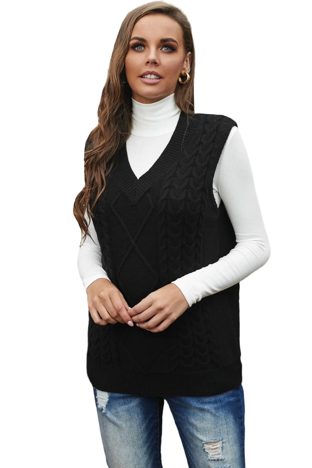 

Women's Fashion Soft Sleeveless Knit Sweatshirts Casual Solid Color Sweater Tank Top