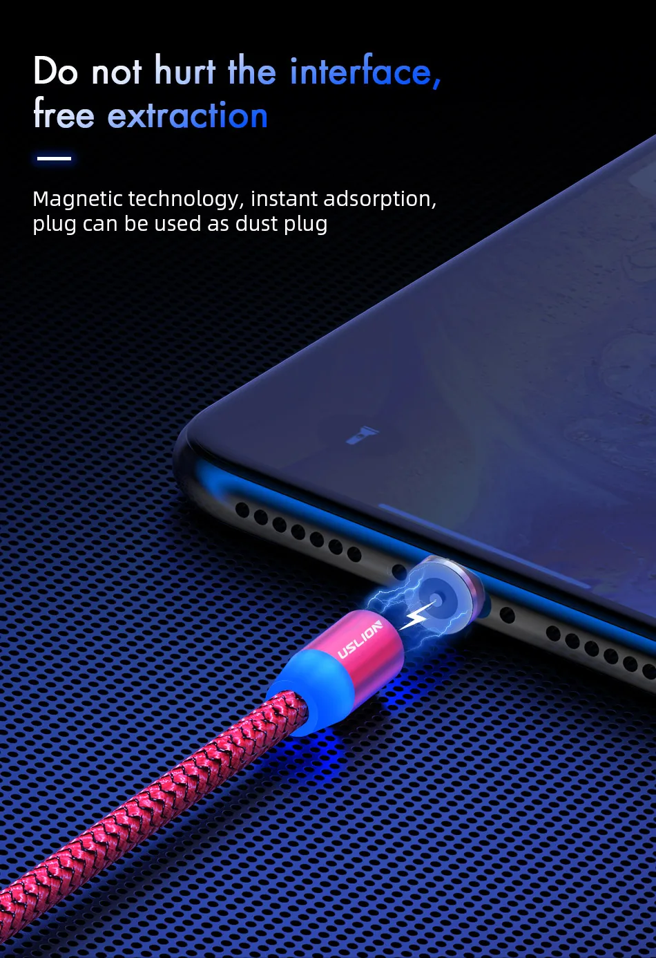 USLION USB кабель для быстрой зарядки Магнитный USB кабель для iPhone type-C зарядный кабель для Xiaomi Note 10 Micro USB Магнитный кабель