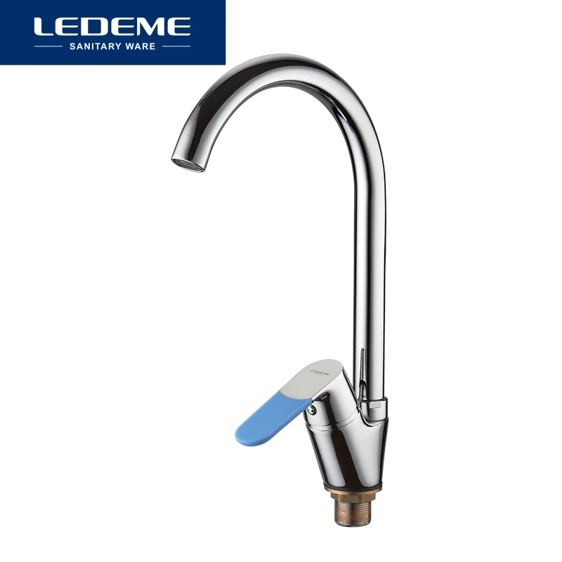 LEDEME Faucet L5953-2 Смеситель для кухни с гайкой Латунь Цвет: Хром | Обустройство дома
