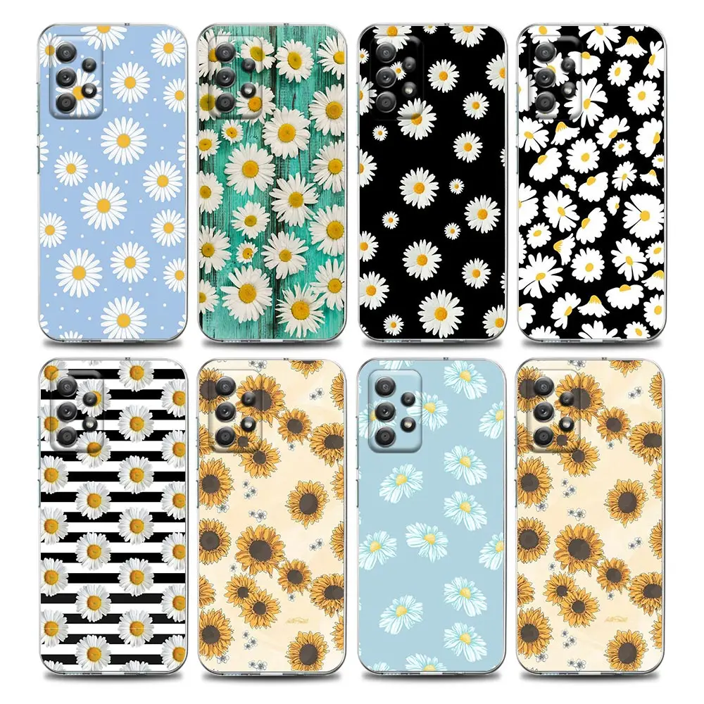 

Vintage Flower Little Daisy Clear Phone Case for Samsung A01 A02s A11 A12 A21 S A31 A41 A32 A51 A71 A42 A52 A72 Soft Silicon