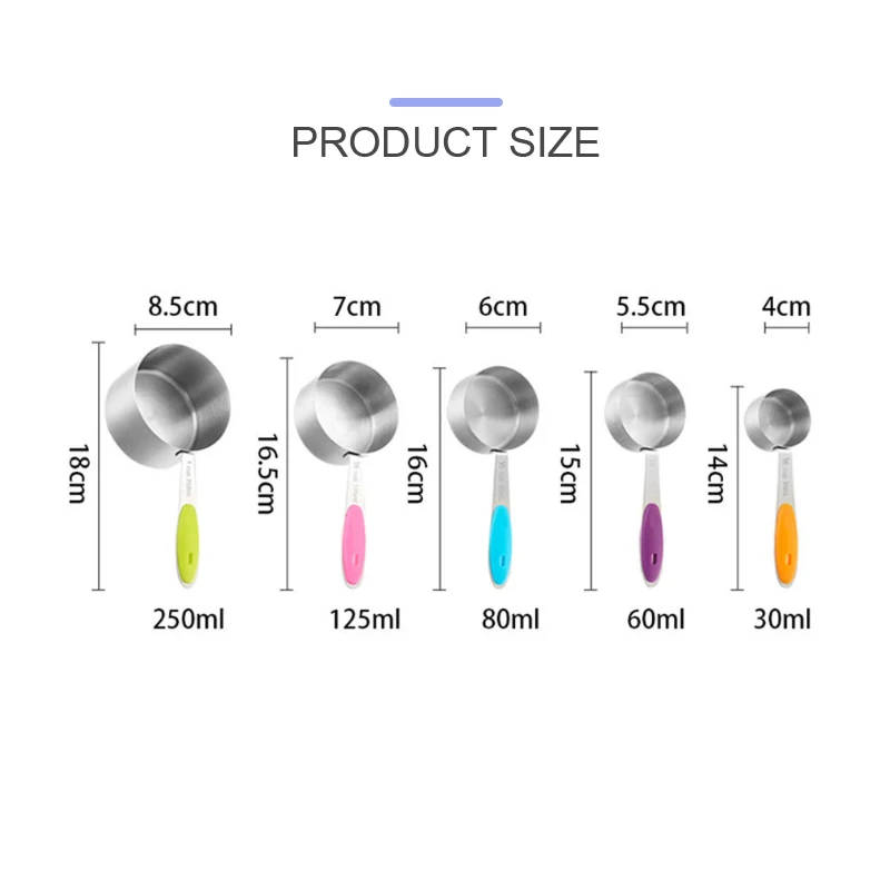 

SKTN 10-piece Set Silicone Handle Stainless Steel Kitchen Baking Measuring Cups And Spoons Baking Tools