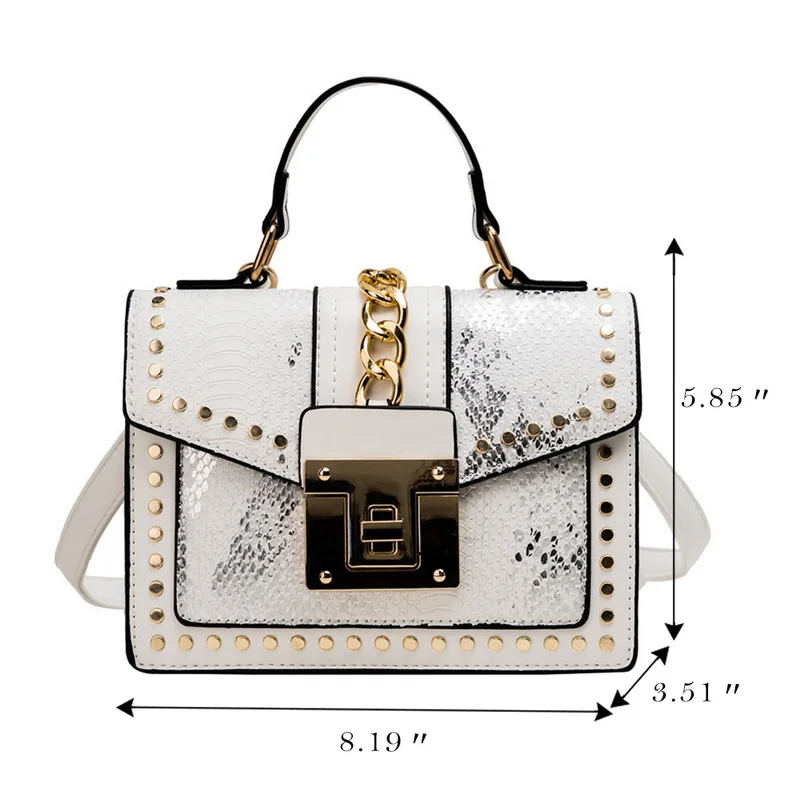 

Women's Bag Fashion Messenger Bag Snake Pattern Small Square Handbag Ladies Shoulder Crossbody Clutch Female Designer Handbag