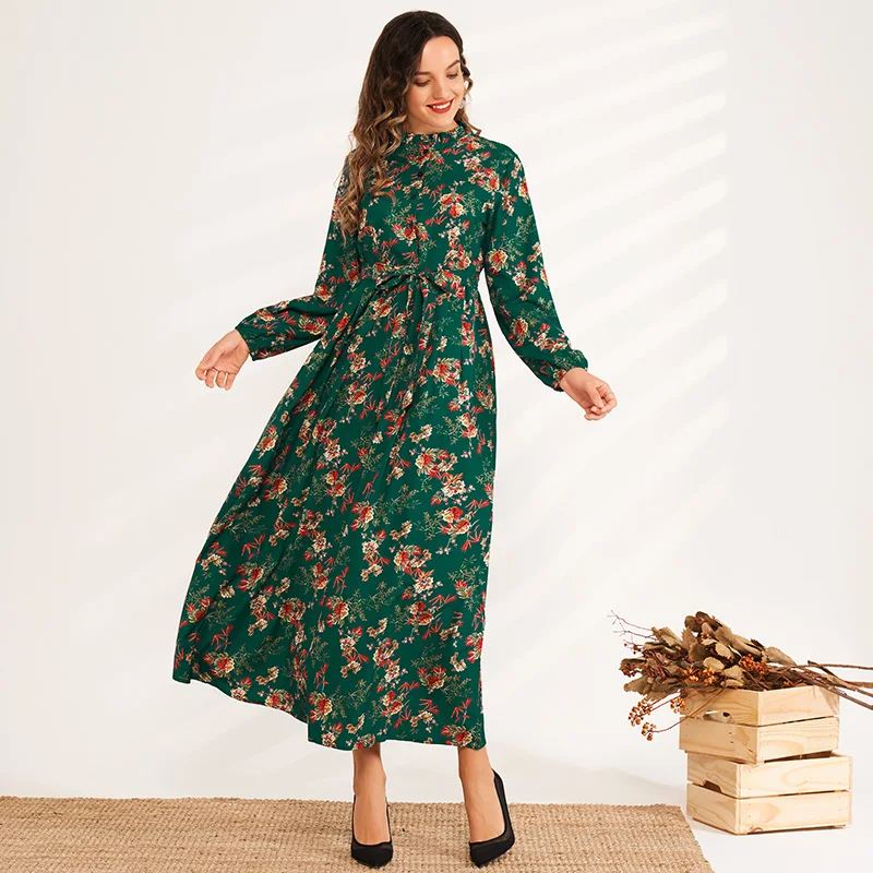 Женское облегающее платье макси элегантное зеленое платье-трапеция с цветочным