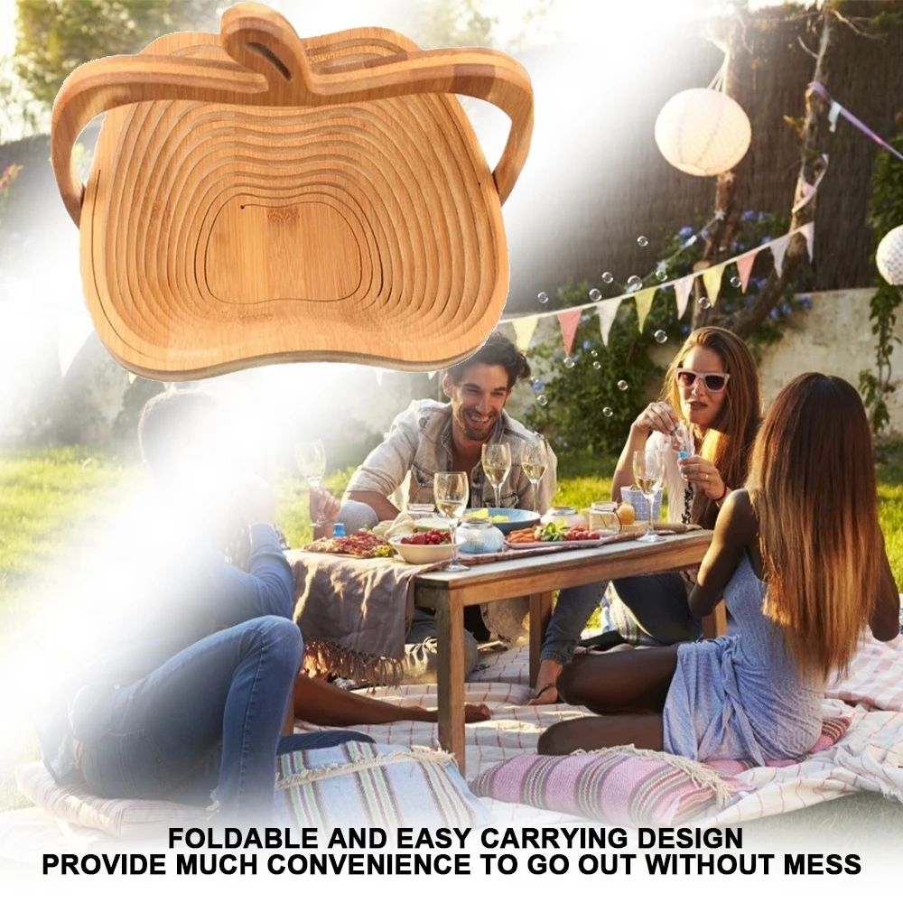 

Bamboo Fruit Basket Foldable Apple Shaped Storage Kitchen Basket Novelty Environmental Convenient Free To Change Shaping New