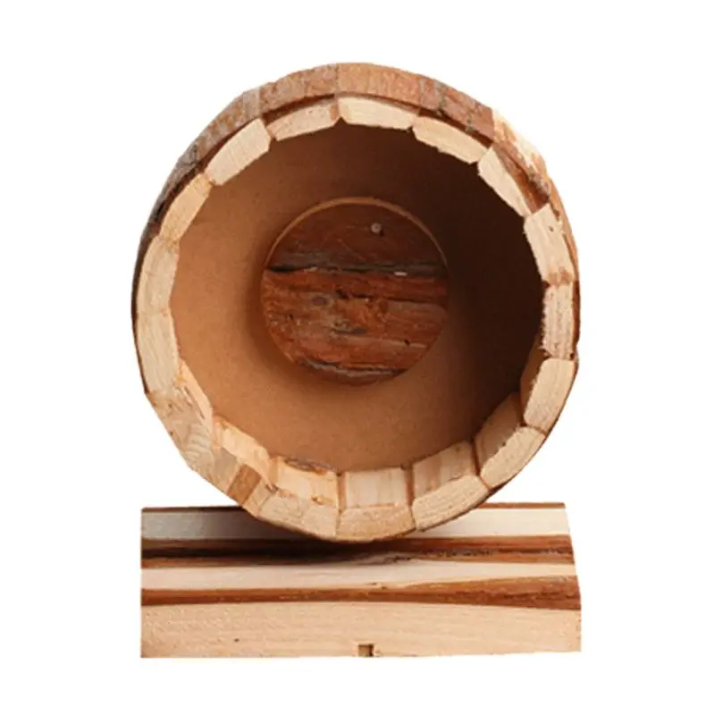 

Q9QF Small Pet Natural Wooden Mute Running Wheel Runner for Hedgehog Squirrel Environmental Protection Living Exercise Wheel Toy