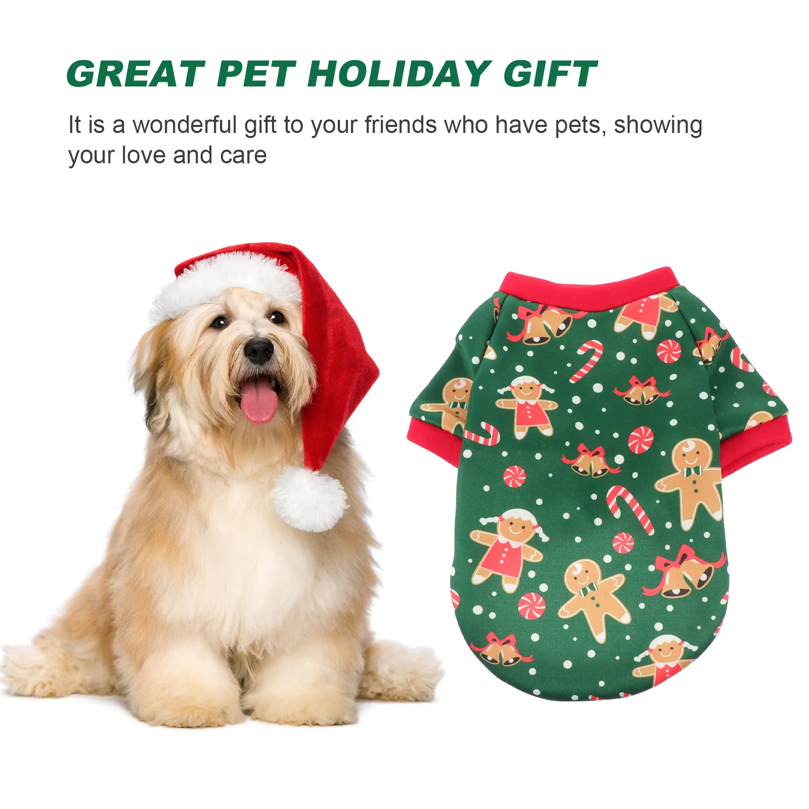 

Рождественская мультяшная одежда для домашних животных, одежда для собак, жилет для маленьких и средних собак, рубашка, новогодний костюм д...