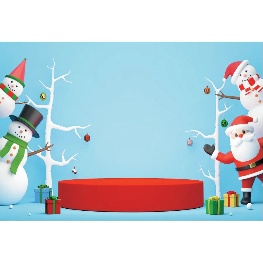 

Merry Christmas Backdrop Cartoon Santa Snowman Photography Background Family New Year Xmas Party Decor Photo Booth Studio Prop