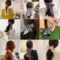 silk scarf headband female tying hair retro ribbon head rope bow knot headdress tie hair jewelry rubber band female hair ring