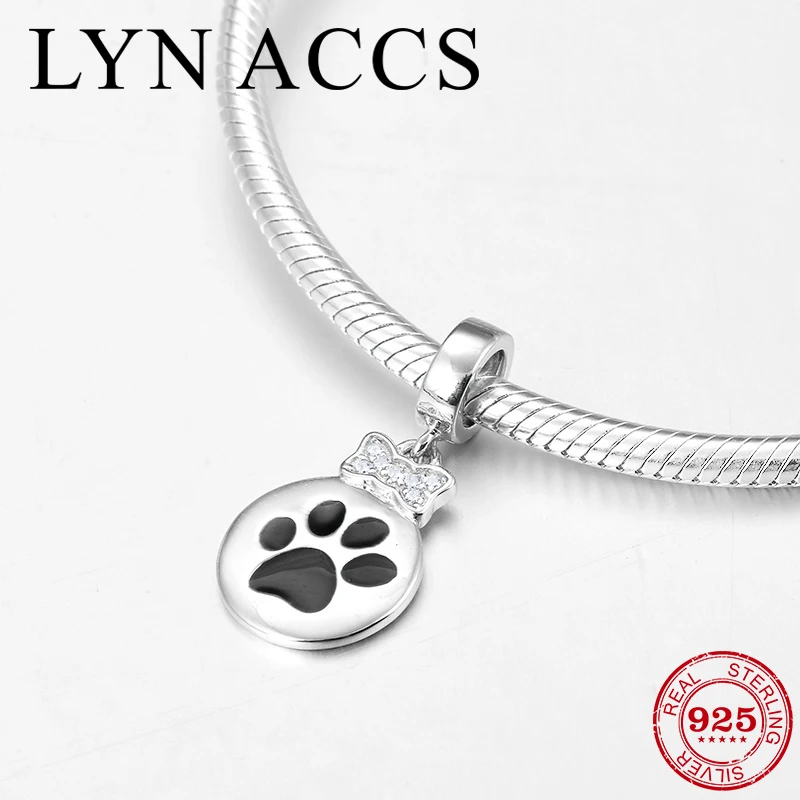 Бусина Шарм лапа кошки из серебра 925 пробы с фианитом|Ювелирные шармы| |