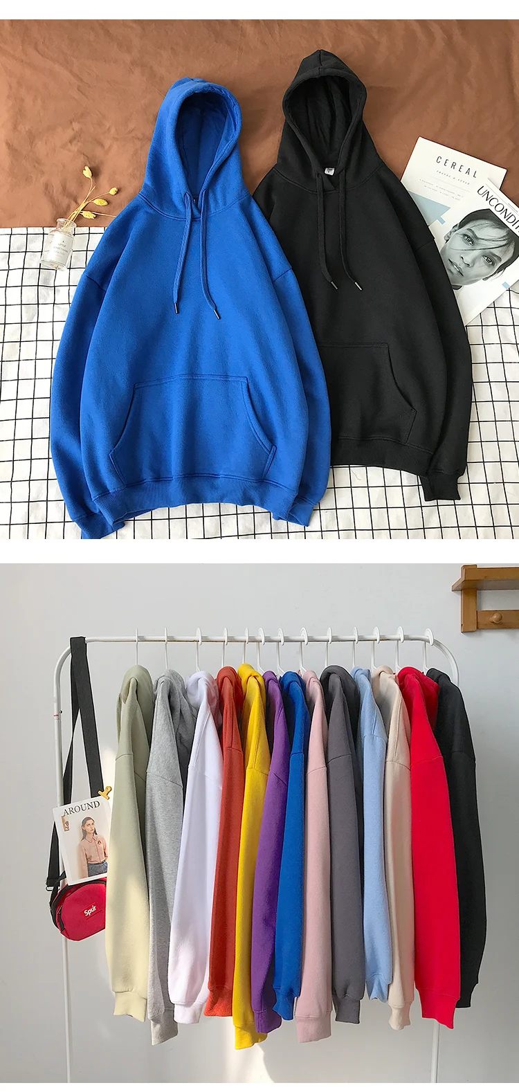 Liketkit мужские осенние зимние толстовки с капюшоном для мужчин и женщин, однотонный простой теплый пуловер с капюшоном, свободная уличная одежда для пар, 13 цветов