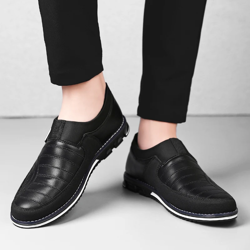 

Мужские однотонные кожаные туфли, повседневные однотонные туфли на шнуровке спереди, дышащая обувь, формальные прогулочные туфли, большие ...