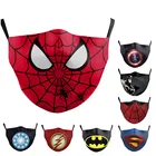 Маска супергероя Pm2.5 с 3D принтом, респиратор, моющиеся маски для рта с угольным фильтром, многоразовая, для взрослых и детей