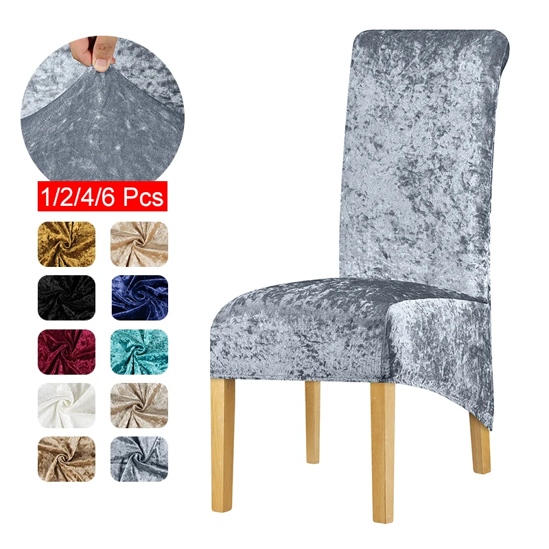 

1/2/4/6 Pcs XL Size Chair Cover Stretch Luxury Velvet Fabric Chair Covers For Dining Room Wedding Banquet Christmas Decoration