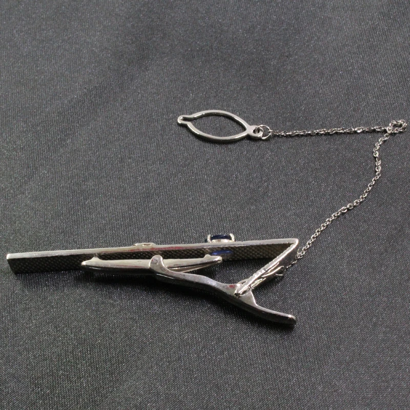 Женский зажим для галстука с натуральным сапфиром серебро 925 пробы ежедневного