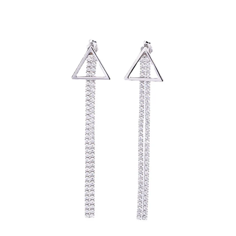

Korean version of the trend of white earrings fringe ear line irregular triangle earrings ins niche design wild silver jewelry