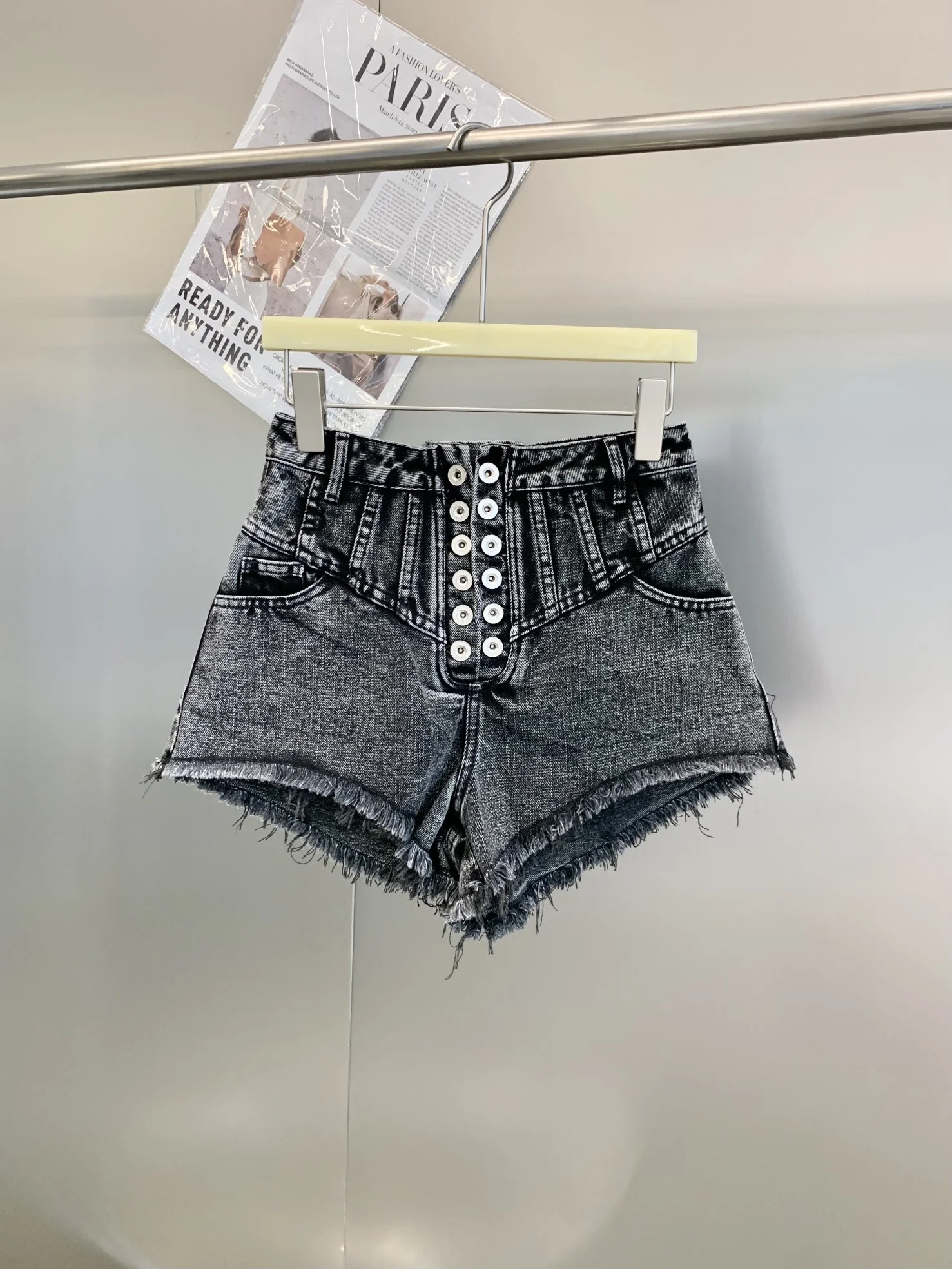 

Summer High 2021SS Quality Women Fashion Double Breasted Denim Cowboy Shorts Pants For Female Ddxgz2 7.03