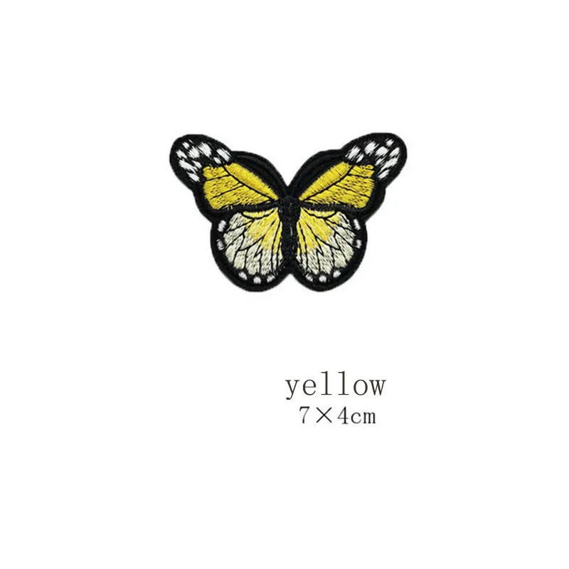 10 шт 7*4 см Вышивка нашивки для одежды многоцветная вышитая заплатка в виде бабочки Аппликации значок наклейки для одежды