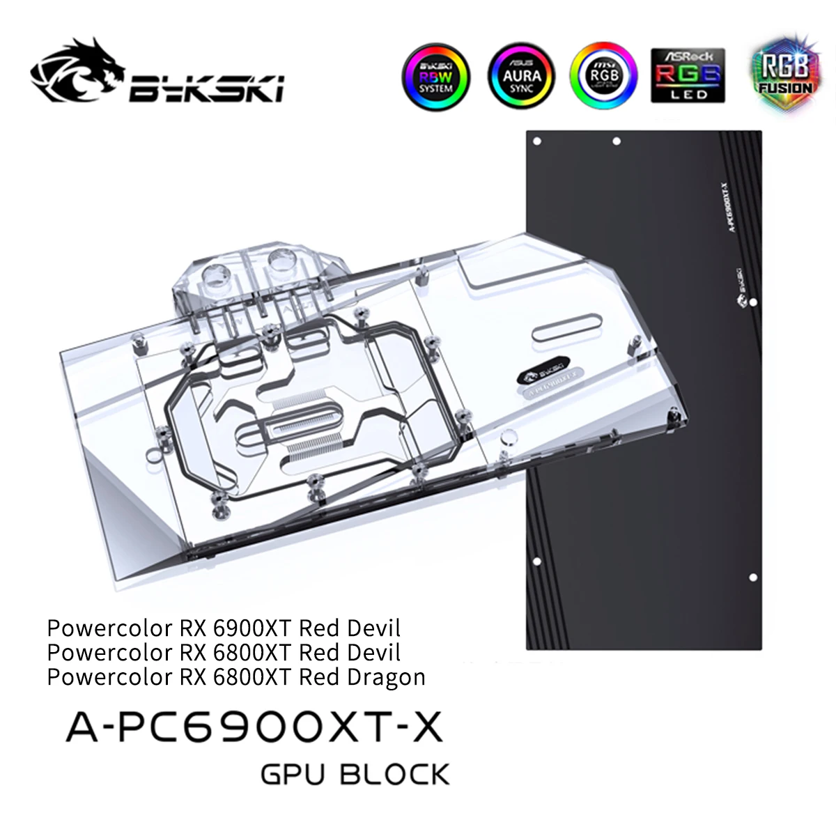 bykski rx 6900xt gpu water block for powercolor rx 6900xt 6800xt red devil red dragon graphic card cooler a pc6900xt x free global shipping