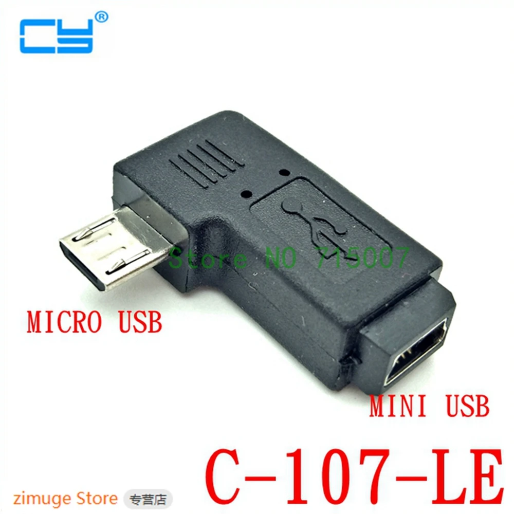 Микро-мини-usb 90 градусов левый/правый угловой Мини 5pin к micro usb адаптер для передачи