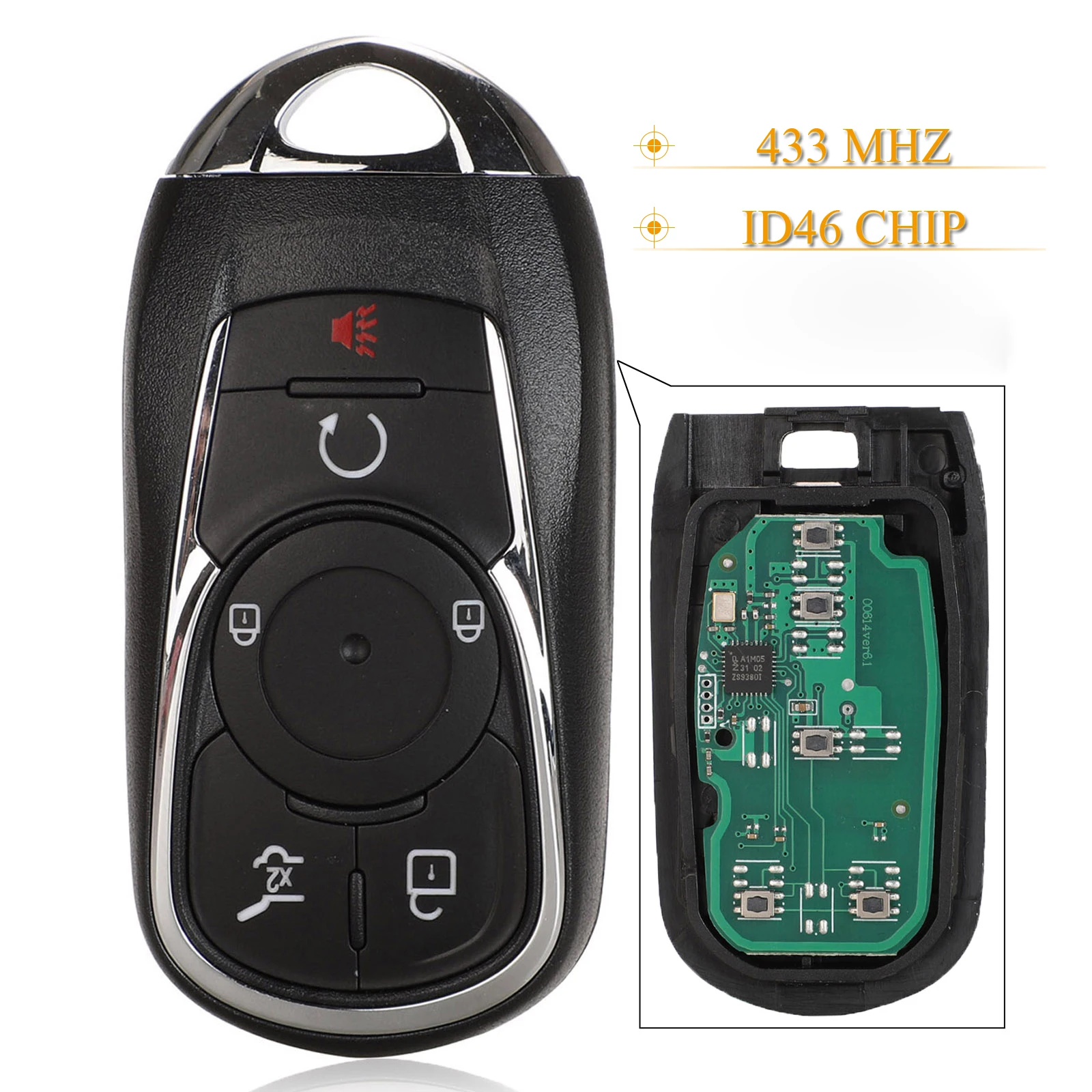 

Kutery 5pcs 6 Buttons Smart Remote Car Key Fob 433Mhz ID46 Chip For Buick LaCrosse 2017 2018 2019 HYQ4EA Keyless Go
