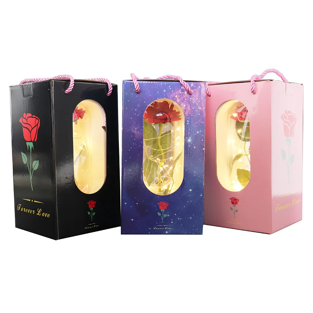 Светодиодная зачарованная галактика Роза Красавица и Чудовище красный цветок