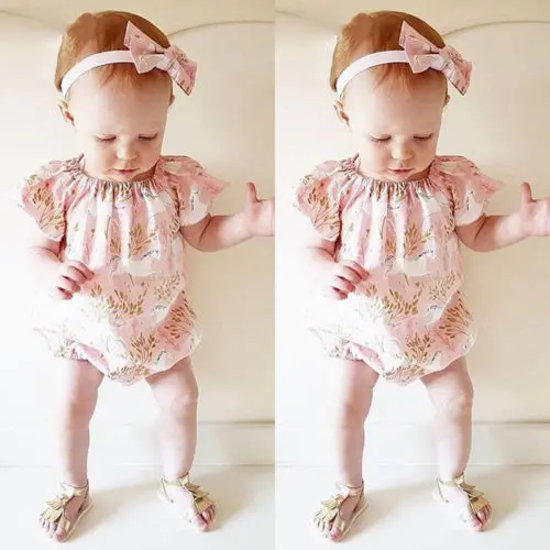 2018 Новый розовый комбинезон с цветочным принтом милое платье принцессы для