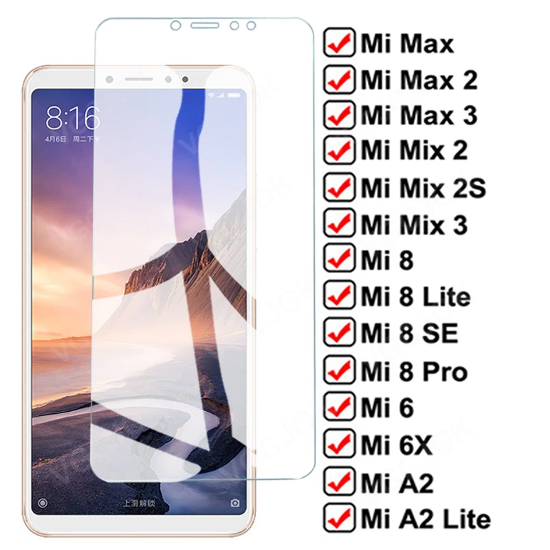 Защитное стекло 11D для Xiaomi Max 2 3 Mix 2S Mi 6 6X 8 SE A2 Lite|Защитные стёкла и плёнки телефонов|