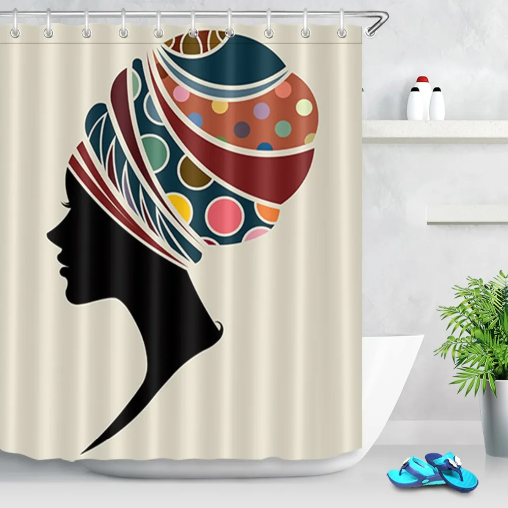 LB афроамериканский красивый тюрбан для девушек Черная Женская душевая занавеска