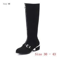 spring autumn women knee high boots med heels shoes woman thigh high boots small plus size 30 31 32 33 41 42 43