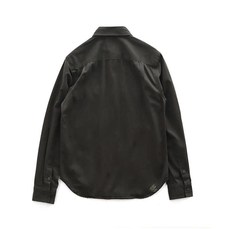 Рубашка мужская хлопковая с длинным рукавом двойным карманом желтая в стиле