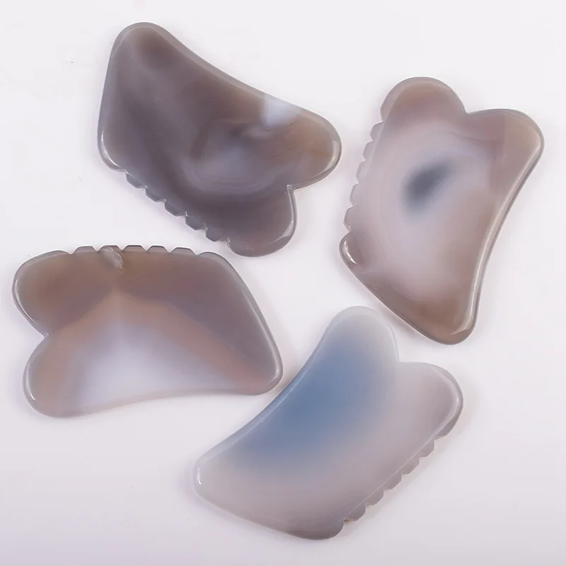 Скребок Agate Gua Sha натуральный камень пилообразный инструмент для лифтинга лица