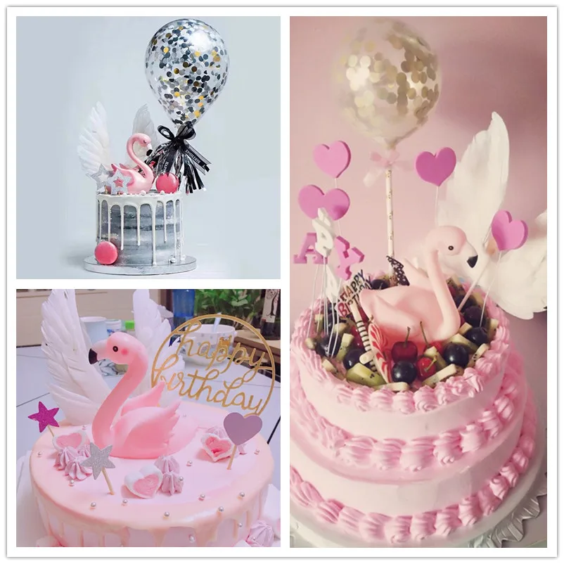 Русалка топперы на торт для вечеринки с днем рождения кекс флаг фламинго