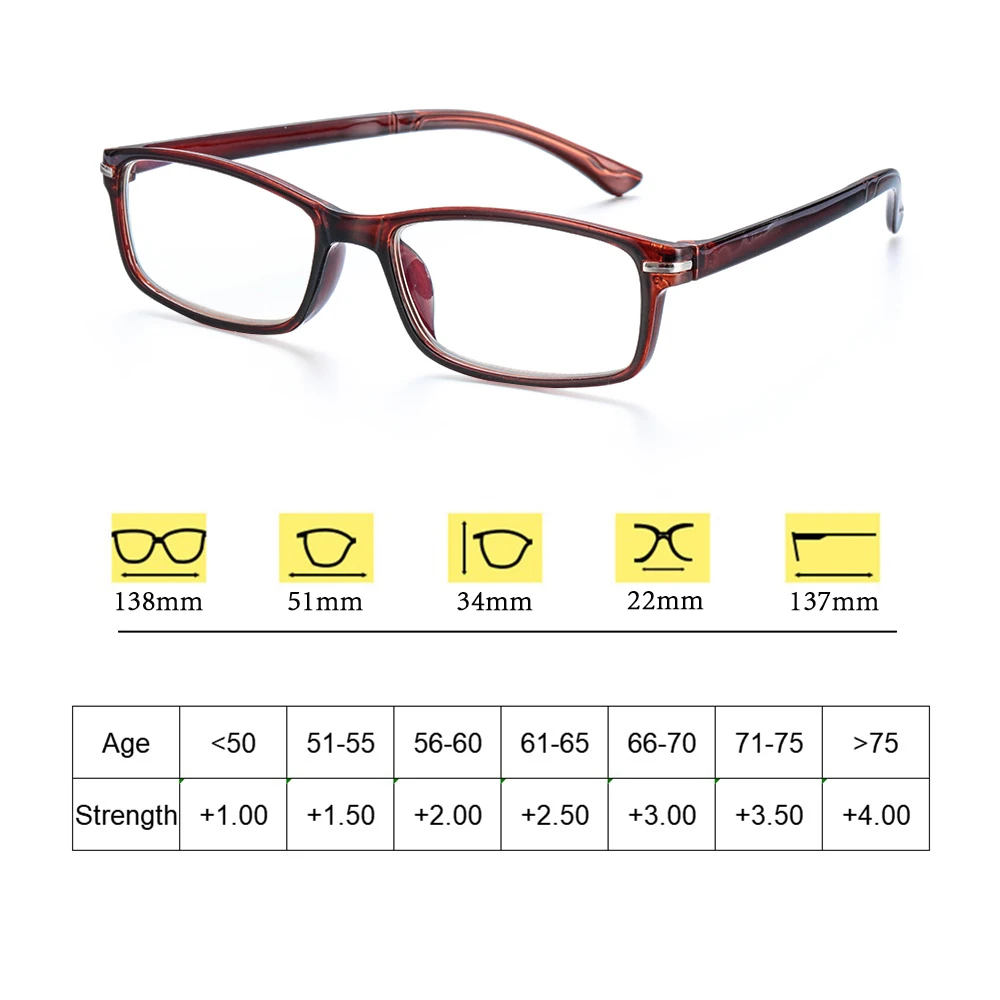 

TR90 Computer Reading Glasses Blue Light Blocking Flexible Lightweight Presbyopic Glasses for Men Women Vision Care Eyewear