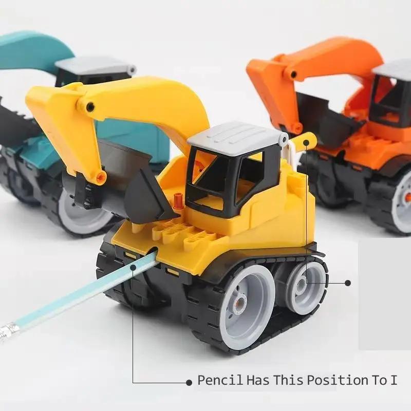 Hand Shake Pencil Sharpener Children Learning Stationery Cartoon Assembling Excavator Manual | Канцтовары для офиса и дома