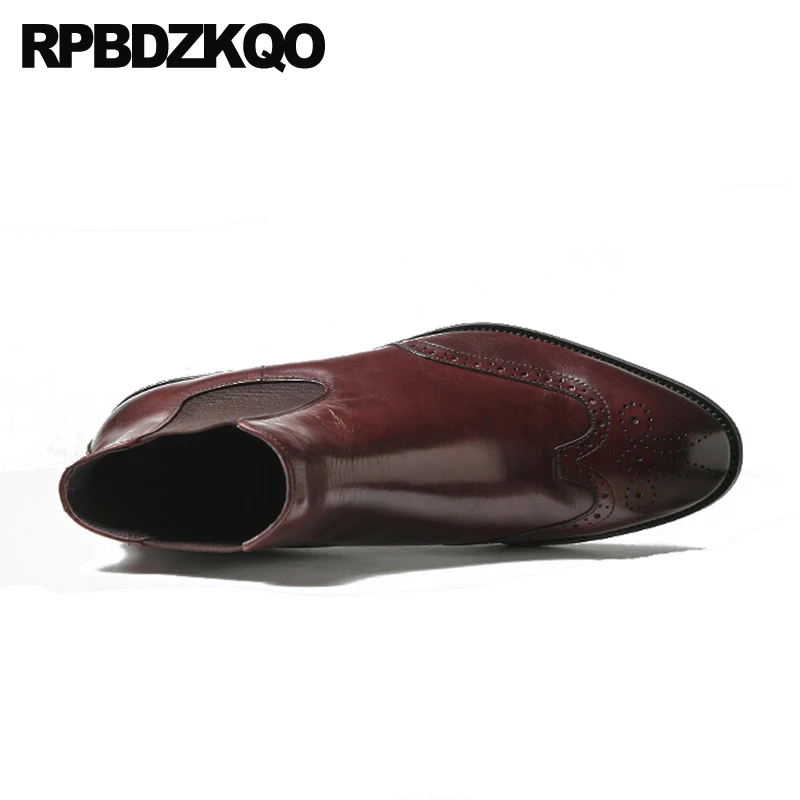 Ботинки Wingtip мужские с острым носком Классические ботинки челси из натуральной