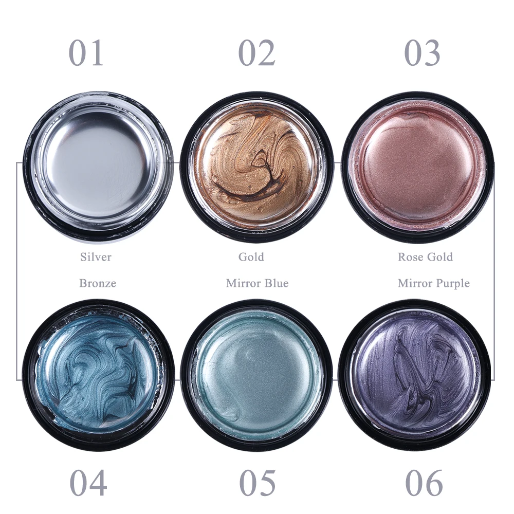 6 мл Металлик гель лаки для ногтей эффект металлический золотая краска рисования