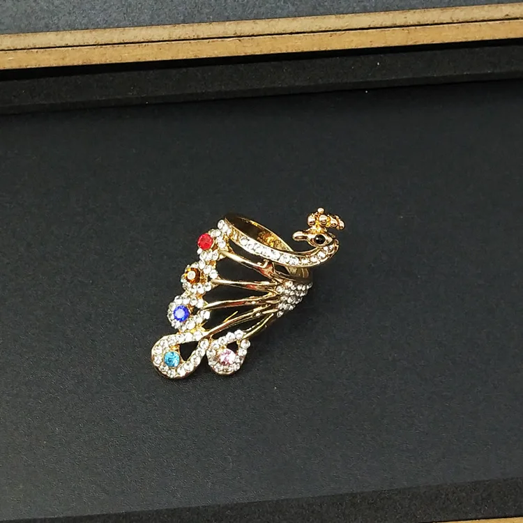 Винтажные большие модные золотые кольца в виде павлина для женщин синие красные