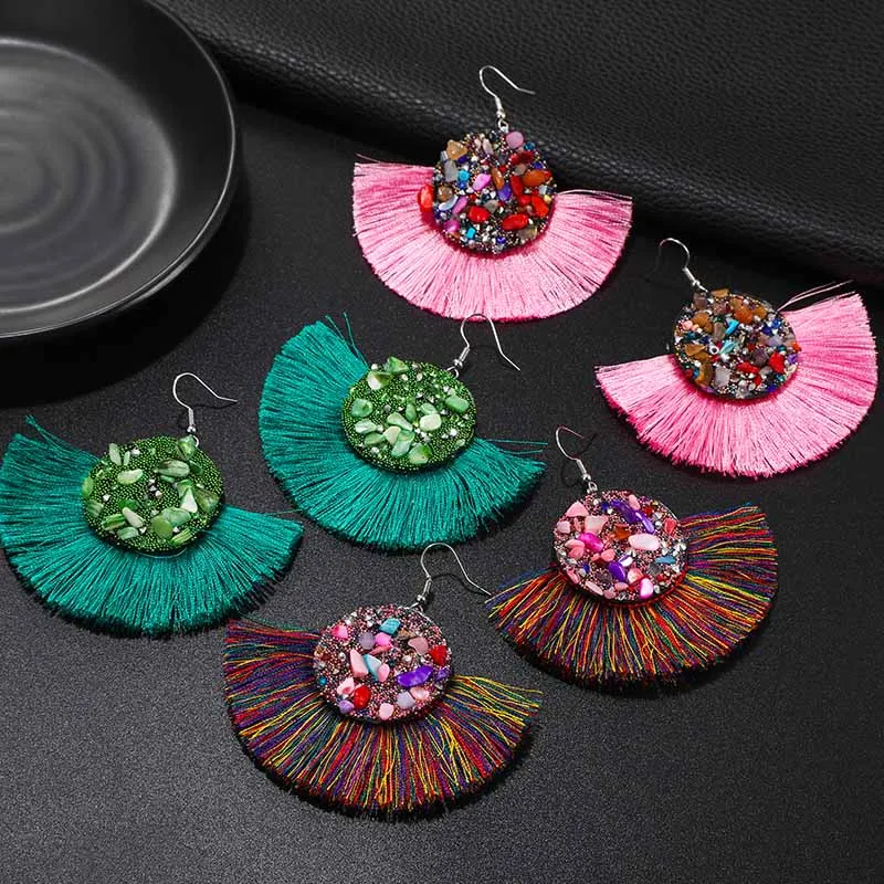 Европейский стиль оптовые ювелирные изделия богемные Винтажные серьги бохо с