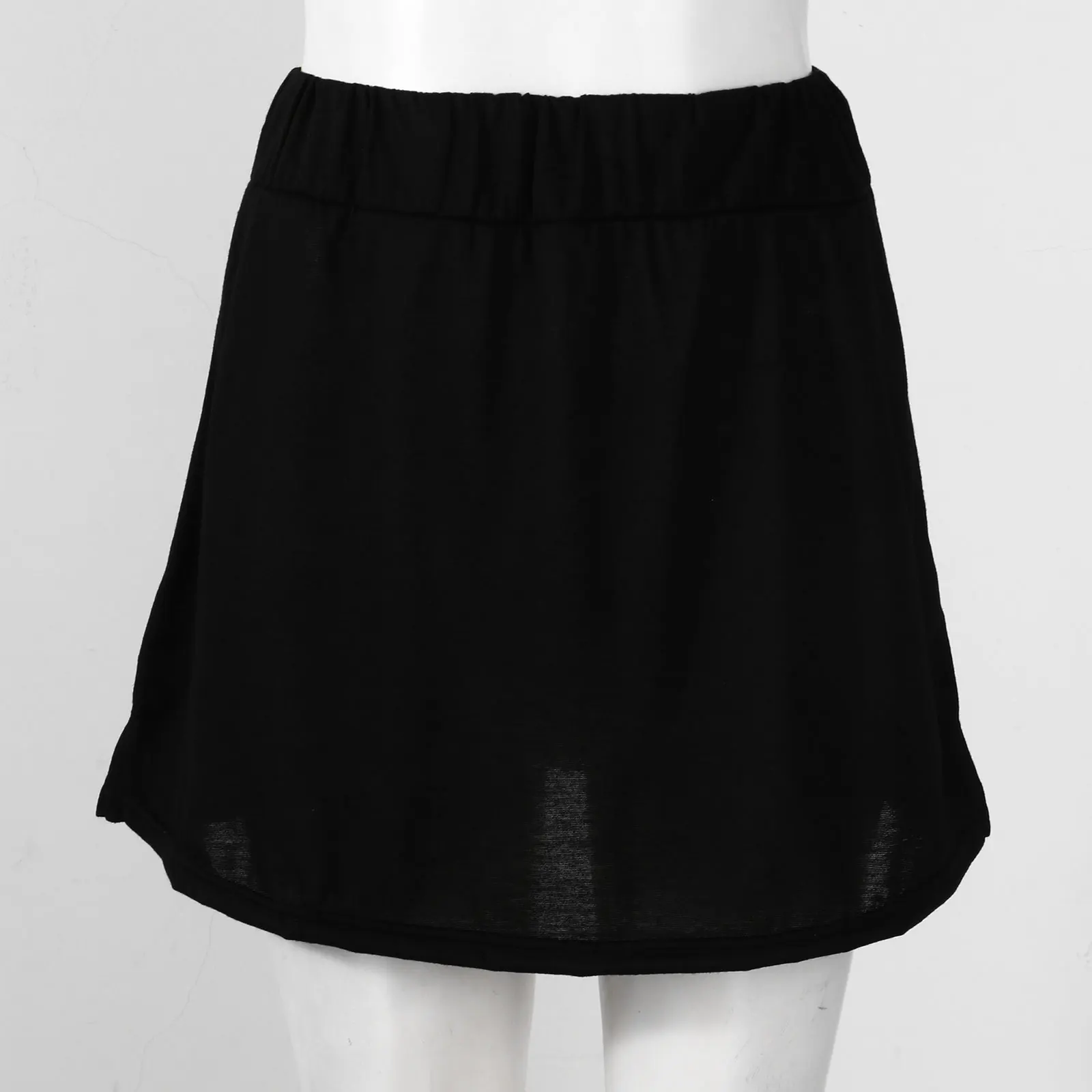 

Women Solid Color Petticoat Side Split Fake Hem Underskirt A-Line Flare Folding Sweater Bottoming Skirt Fashion Half Slip Dress