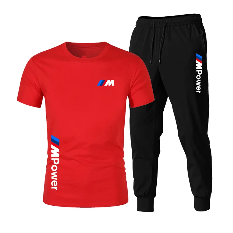 

2021 new sports T-shirt casual pants fashion men's Casual Short Sleeve Sets cotton high quality T-shirt summer cycling clothes