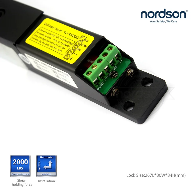 

Nordson Original Electronic Magnetic Shear Lock Max Holding Force 2600Lbs/1200KG Zinc Plated With Time Delay For Access Control