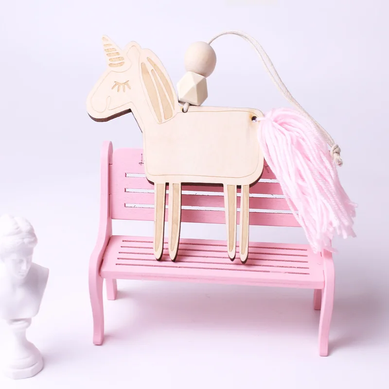 INS скандинавские деревянные бусины единорог Висячие настенные украшения