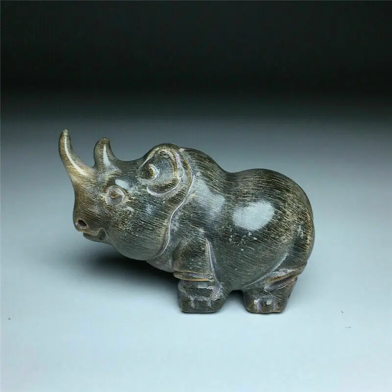 

2.01" Chinese Natural Ox Horn Hand Carving Rhinoceros Statue Pendant