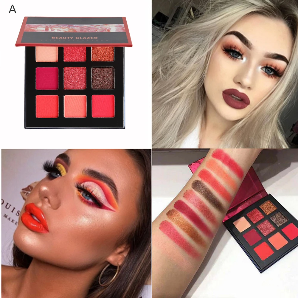 9 цветов тени для век пудра палитра макияжа матовое мерцание пигментированная