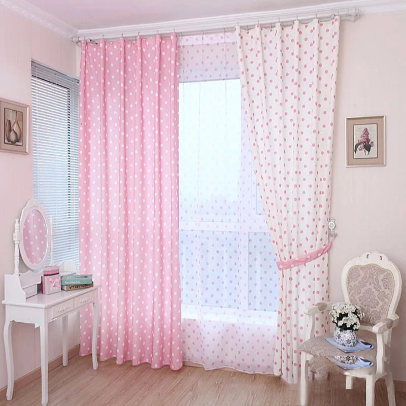 Со вставками в мелкий горошек с рисунком Корейском стиле свежий полу тенты шторы