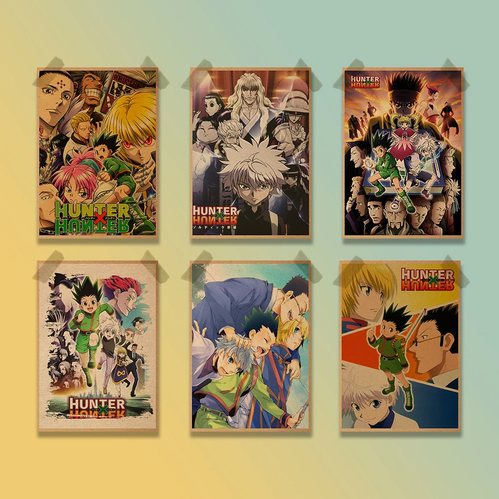 

Японское аниме Hunter X Hunter, ретро постер из крафт-бумаги, наклейка «сделай сам», украшение для дома, украшение для бара, кафе, Настенная Наклейк...