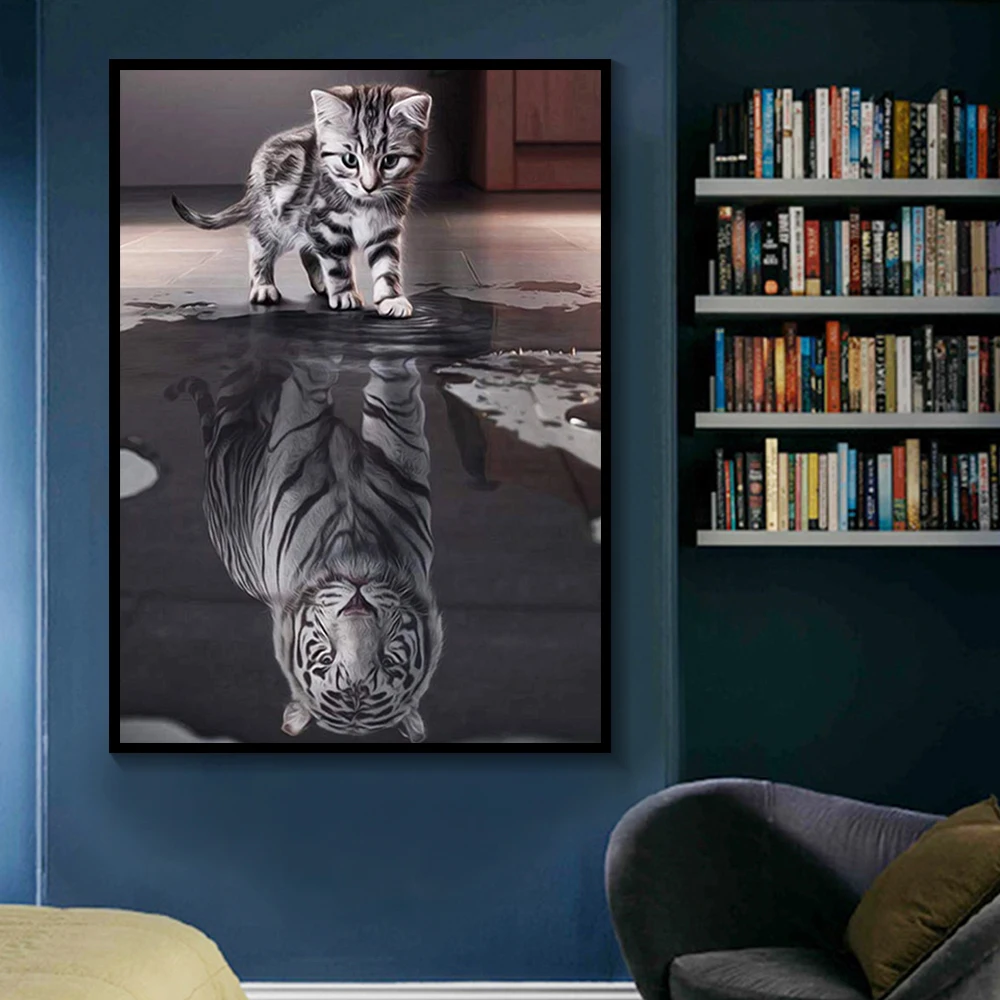 5D Diamond Painting Cat Tiger Elephant Full Square/Round Embroidery Animal Rhinestone Pictures Cross Stitch Home Decor | Дом и сад