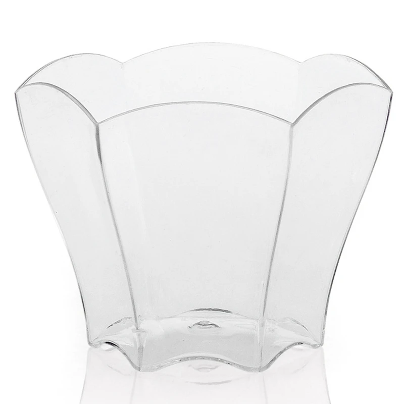 

96Pcs Disposable Plastic Dessert Cup Cake Cup Mousse Cup Transparent Creative Flower Petal Drink(70Ml)