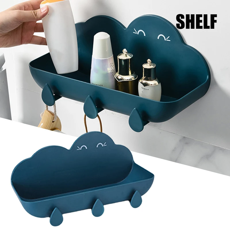 

2021 Clouds Bathroom Shelf Space Saving Innovative Wall Mounted Multifunctional Non Perforated Bathroom Storage Rack
